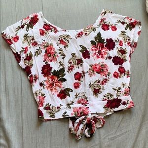 white and flowered blouse